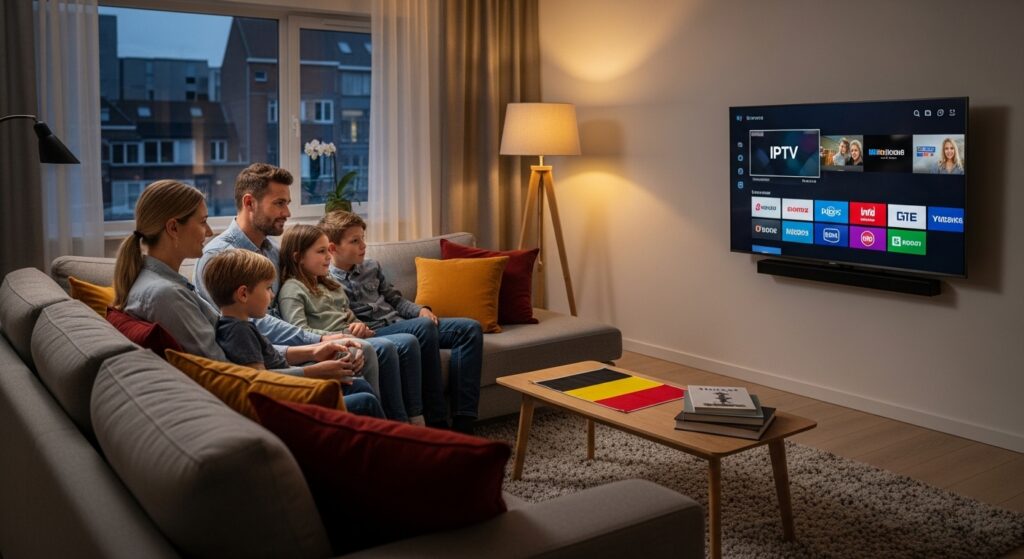 IPTV Abonnement : le guide complet pour bien choisir en Belgique en 2026 1 famille regardons leur iptv abonnement en belgie