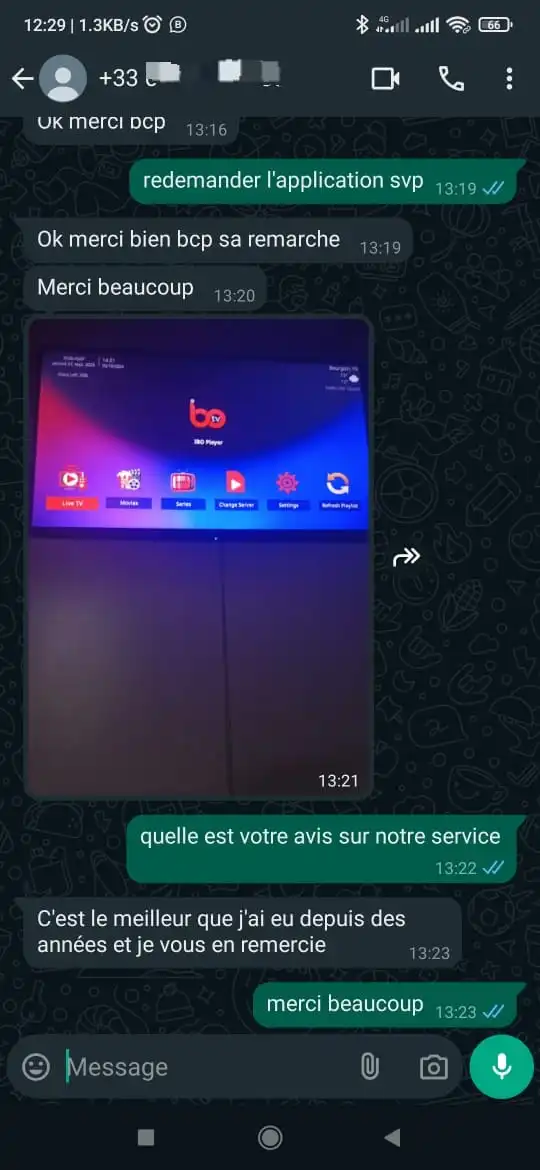 Capture écran avis client WhatsApp iptvbelgie
