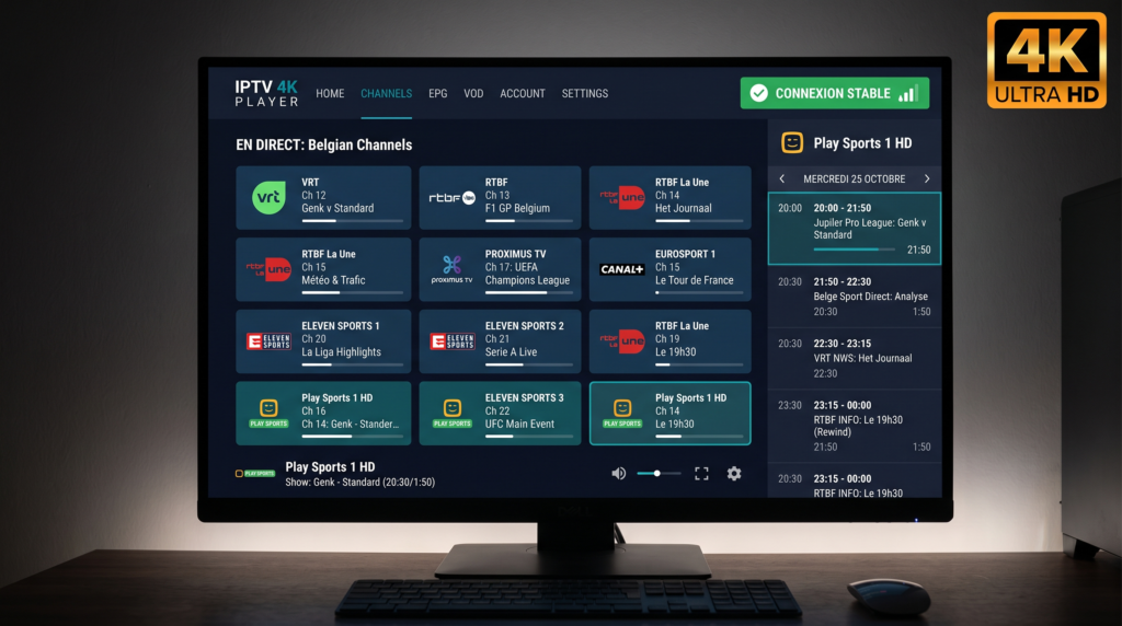 un iptv 4k  abonnement installer sur une smart tv 