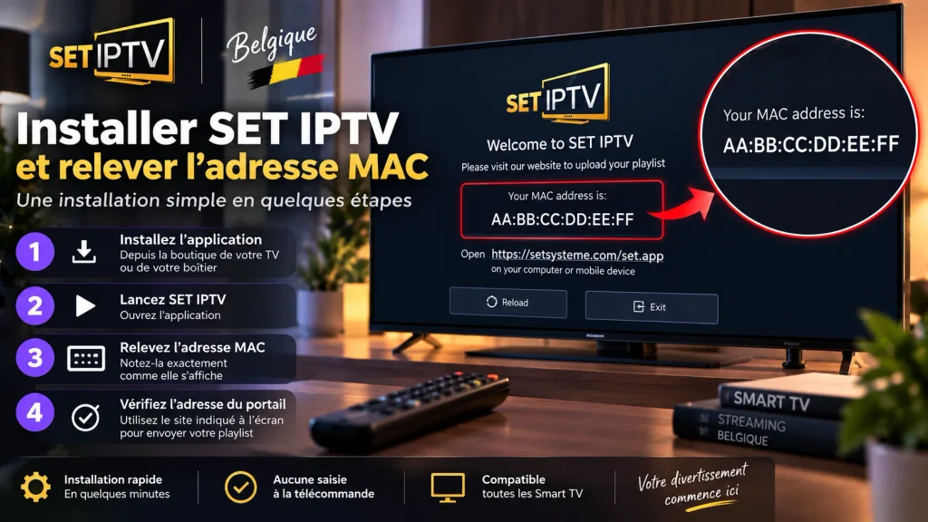 Installer SET IPTV Belgique et retrouver l’adresse MAC affichée sur la Smart TV