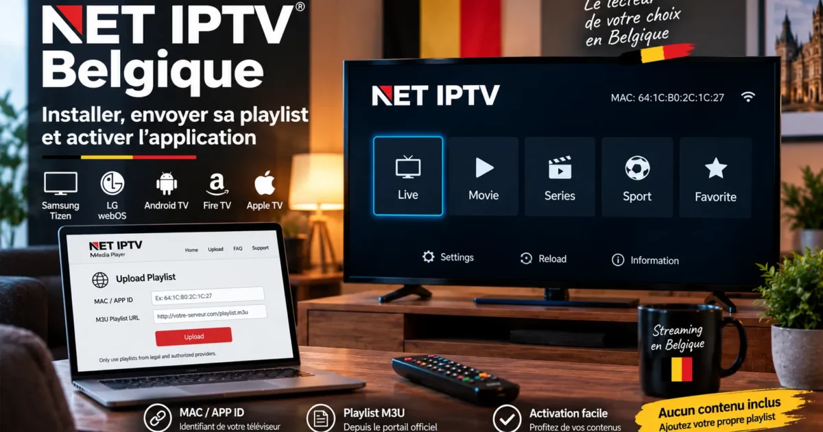 NET IPTV Belgique : installer, envoyer sa playlist et activer l’application