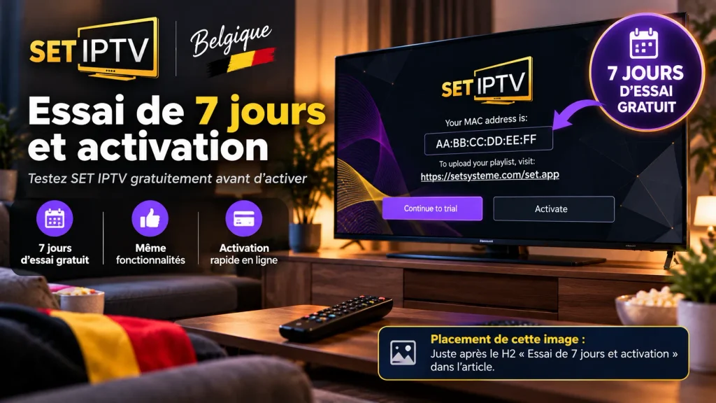 SET IPTV Belgique : essai gratuit de 7 jours et activation du lecteur